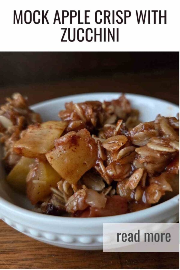 Turn garden zucchini into a delicious mock apple crisp! Easy, budget-friendly, and tastes just like apple crisp.